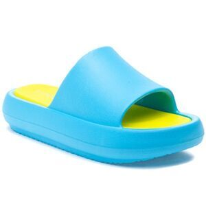 NWT J Slides SQUISH Beach Slides in Turquoise and Yellow size 9